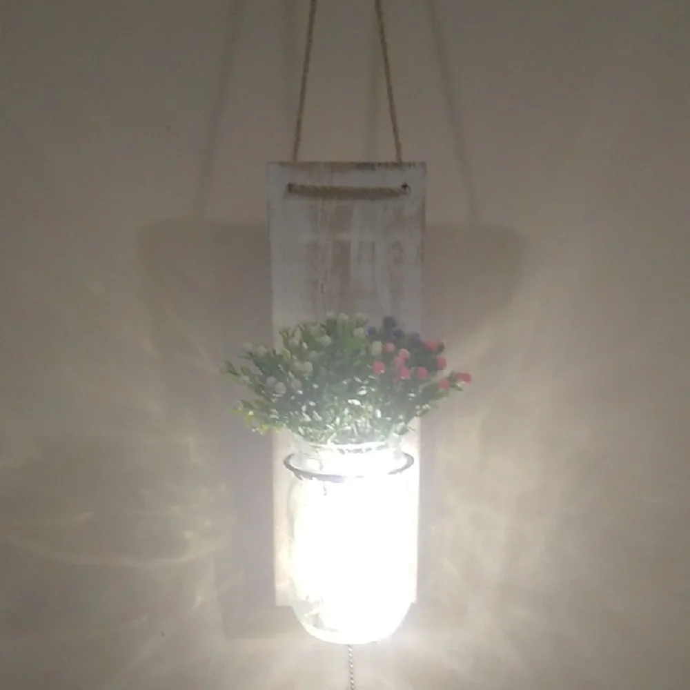 White Faux Floral Accents with Illuminated Glass Jars